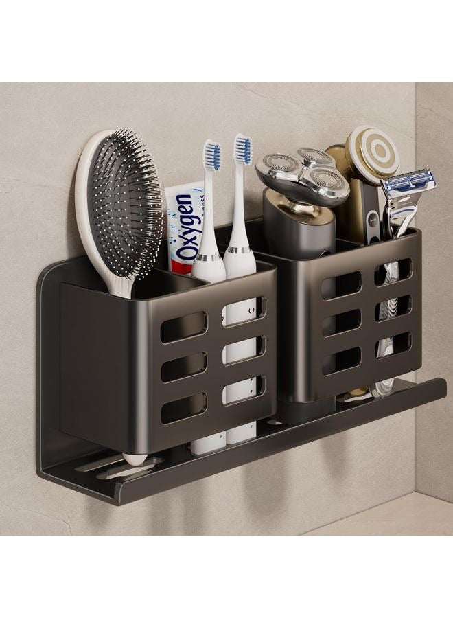 Aluminum Toothbrush Holder Self-Adhesive Hanging Bracket Shower Toothbrush Razor Holder Suitable for Toothbrush, Toothpaste, Razor and Comb etc Bathroom Storage - Image 1