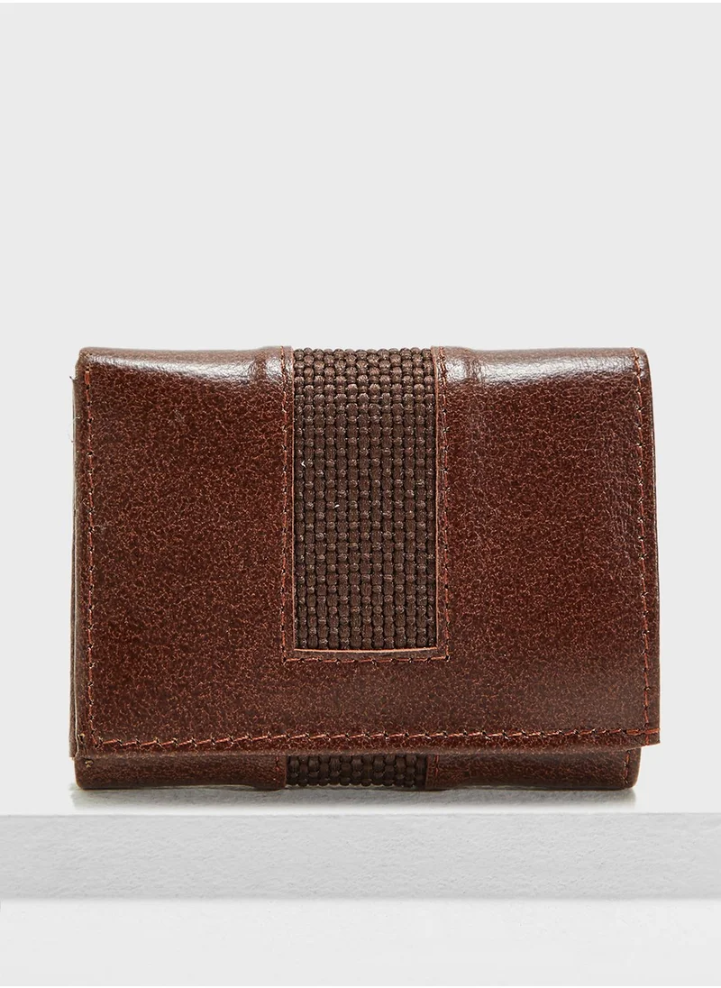 Robert Wood Leather Tri-Fold Wallet