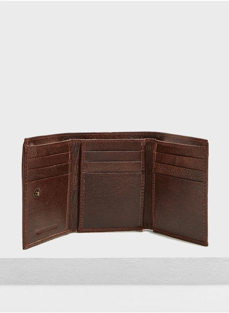 Robert Wood Leather Tri-Fold Wallet