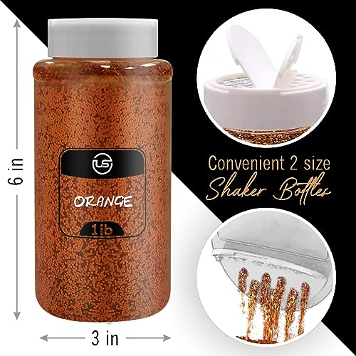 Ultimate Stationery Halloween Glitter Bulk Fine Glitter for Crafts Resin and Scrapbooking 3 Pack 1 LB16OZ Each Halloween Confetti Pack and Pumpkin Decorations Orange Black Clear - Image 3