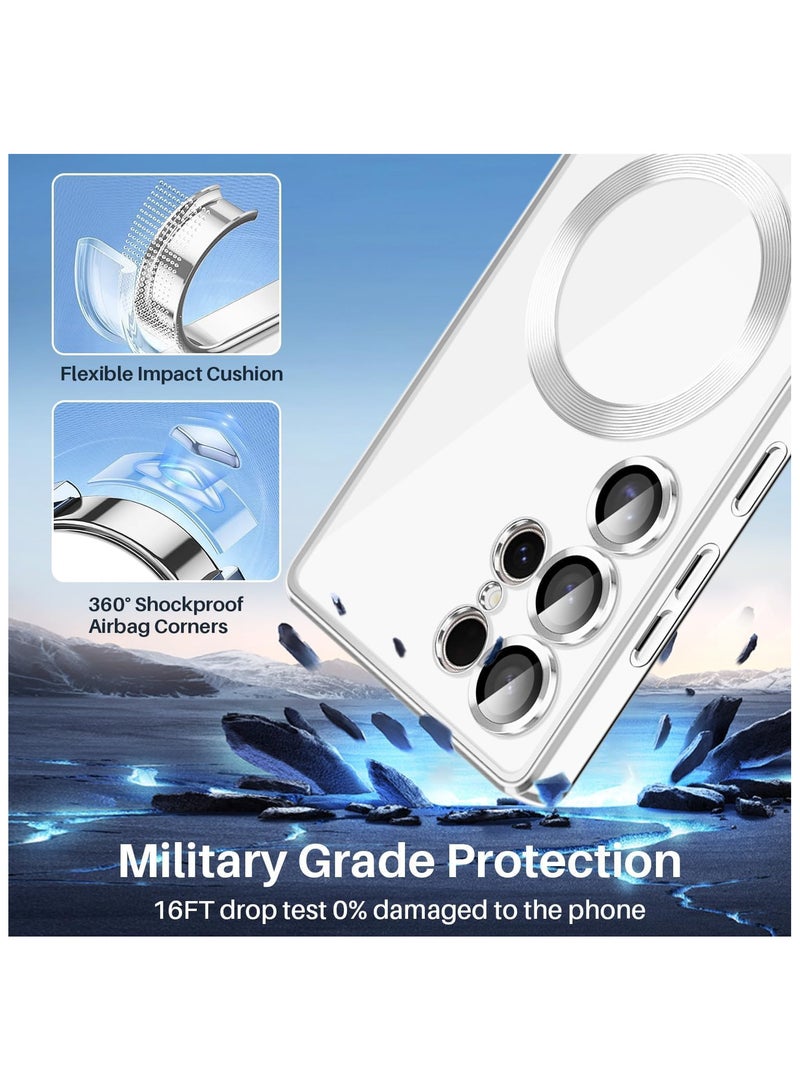 Magnetic Case for Samsung Galaxy S25 Ultra Compatible with Wireless Charging, Cover Camera Lens Protector, Slim Protective anti Yellowing Clear Case for Samsung S25 Ultra  - Image 3