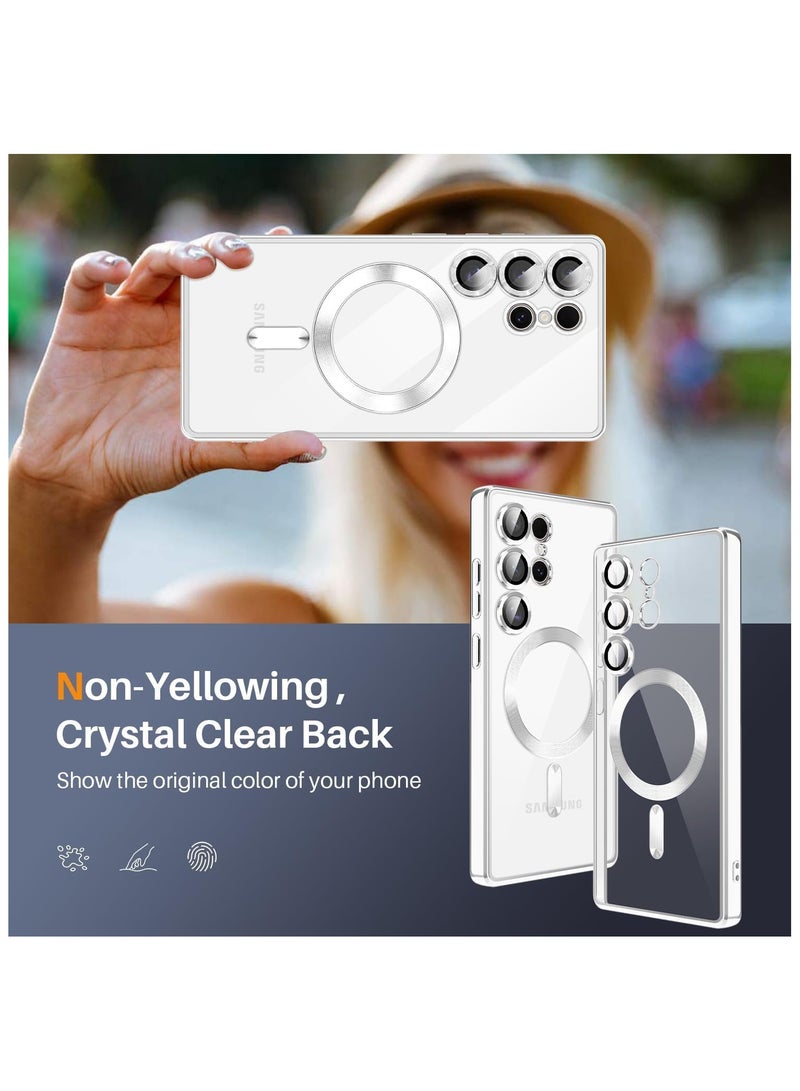 Magnetic Case for Samsung Galaxy S25 Ultra Compatible with Wireless Charging, Cover Camera Lens Protector, Slim Protective anti Yellowing Clear Case for Samsung S25 Ultra  - Image 4