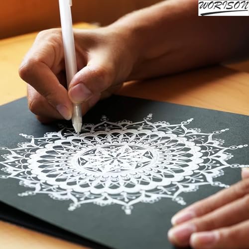 worison 3pc Fine Point Tip White Gel Pens for Black Paper Drawing, Illustration, Rocks Painting, Coloring etc - Image 5