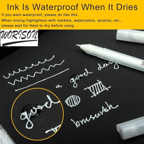 worison 3pc Fine Point Tip White Gel Pens for Black Paper Drawing, Illustration, Rocks Painting, Coloring etc - Image 4