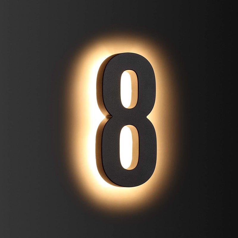 LMP 12V DC Low Voltage Led House Numbers Address Numbers 8 Inches, Modern Lighted House Numbers glow at night, Waterproof Corrosion Resistant, Easy to Install (number 8 No Powers) - Image 1