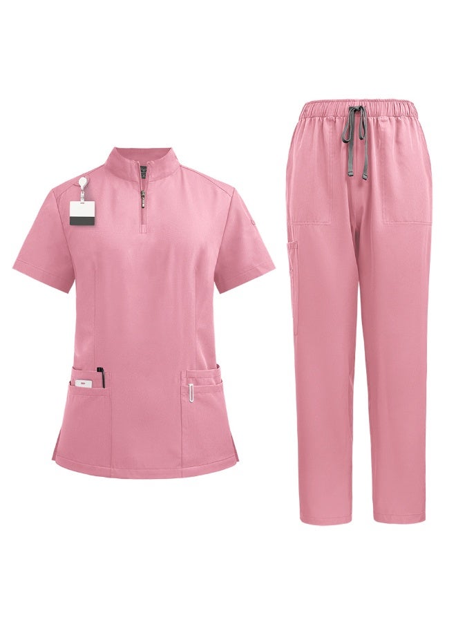 NIBEMINENT Medical Doctor Nurse Surgical Uniforms Woman Scrub Set Beauty Salon Work Wear Clinical Scrubs Top-Pants Spa Nursing Tunic Suit - Image 1