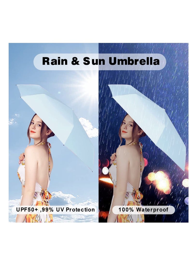 مظلة السفر للشمس والمطر للمشي مع حقيبة، مظلة UV مدمجة للشمس والمطر، خفيفة الوزن وقابلة للحمل، مظلة مقاومة للرياح لحماية UV للنساء والرجال - Image 2