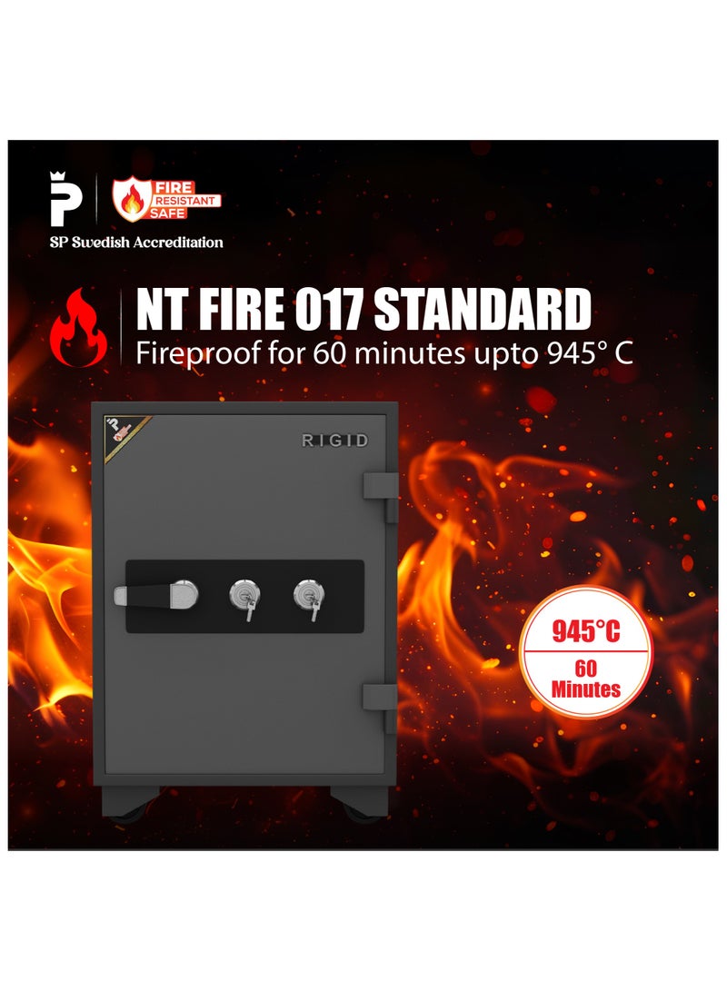 RIGID Fire Resistant Steel Safe with Dual Key Lock, 100Kg  - Image 2