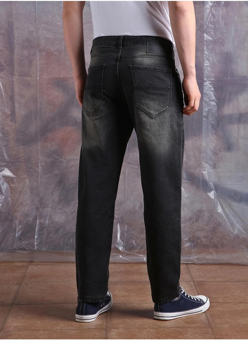 Hubberholme Black Relaxed Fit Jeans Washed design crafted from 80% Cotton, 18% Polyester,2% Spandex with Button closure.
