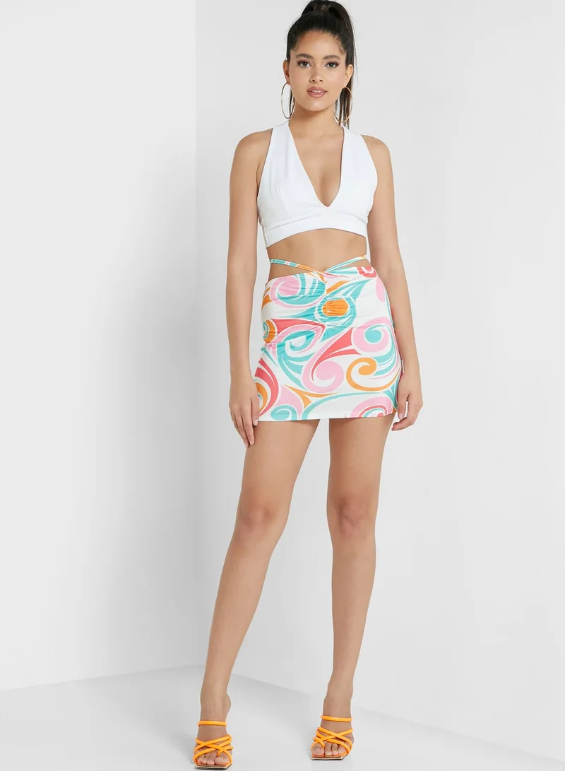 I Saw It First Petite High Waist Printed Skirt