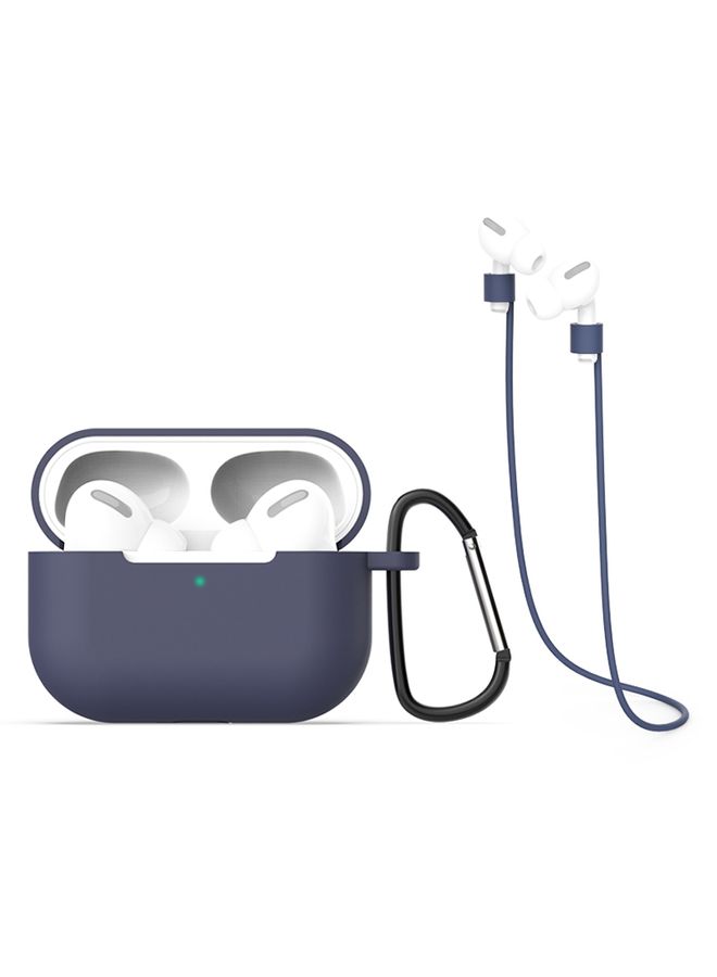 Raxoom Case Cover For AirPods Pro 3 in 1 Silicone Earphone Protective Case + Hook + Anti-lost Rope Set Blue