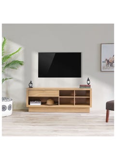DANUBE HOME Azul TV Cabinet For Up To 65 Inches TV Entertainment Wall Unit Furniture Wooden TV Stand For Living Room Bedroom TV Rack L160xW40xH60 cm Natural  - Image 1