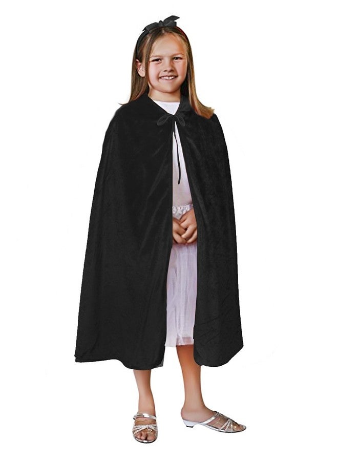 Clobeau Kids Halloween Christmas Costumes Cape Velvet Hooded Cosplay Party Cloak Wizard Robe (Black2) - Image 2