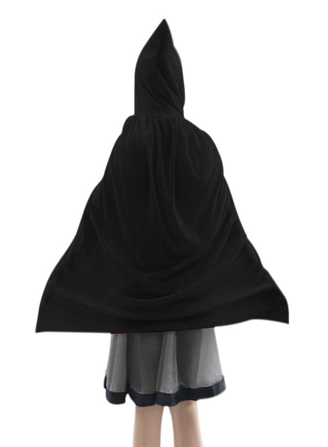 Clobeau Kids Halloween Christmas Costumes Cape Velvet Hooded Cosplay Party Cloak Wizard Robe (Black2) - Image 4
