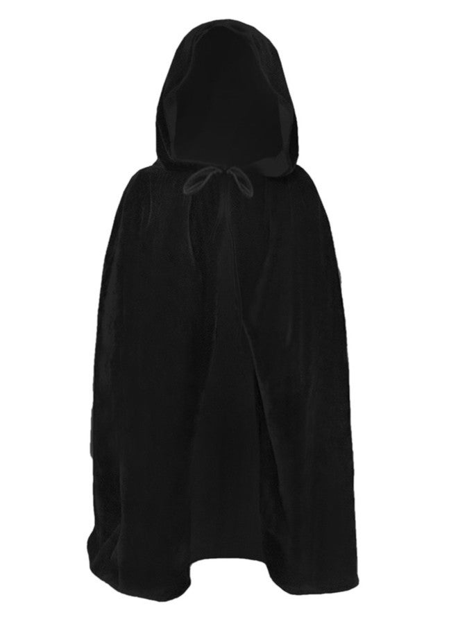 Clobeau Kids Halloween Christmas Costumes Cape Velvet Hooded Cosplay Party Cloak Wizard Robe (Black2) - Image 3