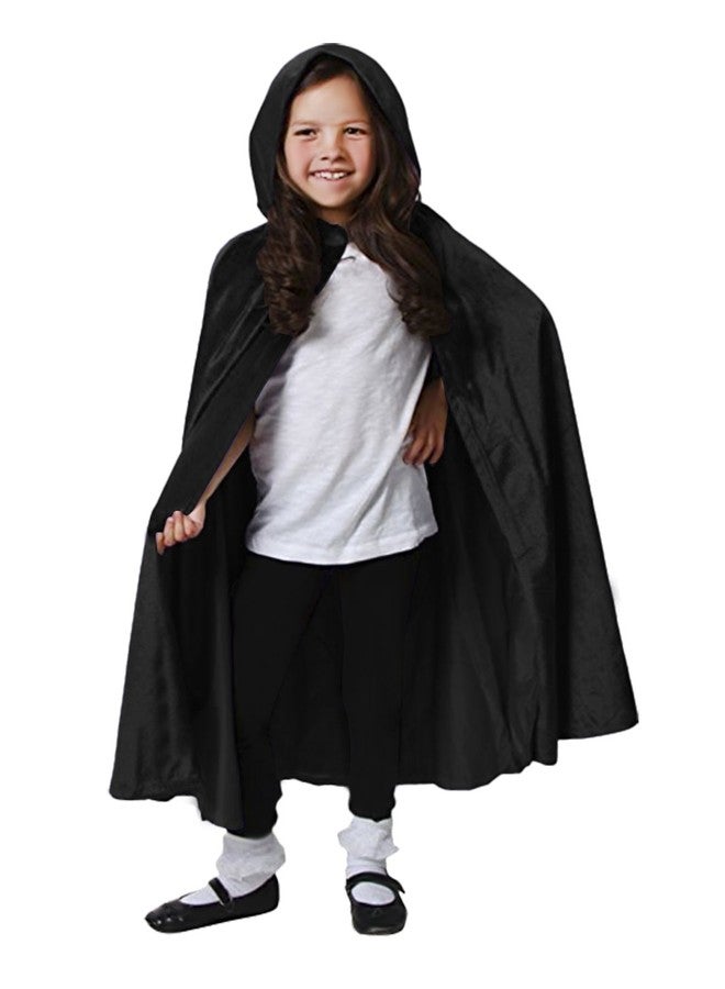 Clobeau Kids Halloween Christmas Costumes Cape Velvet Hooded Cosplay Party Cloak Wizard Robe (Black2) - Image 5