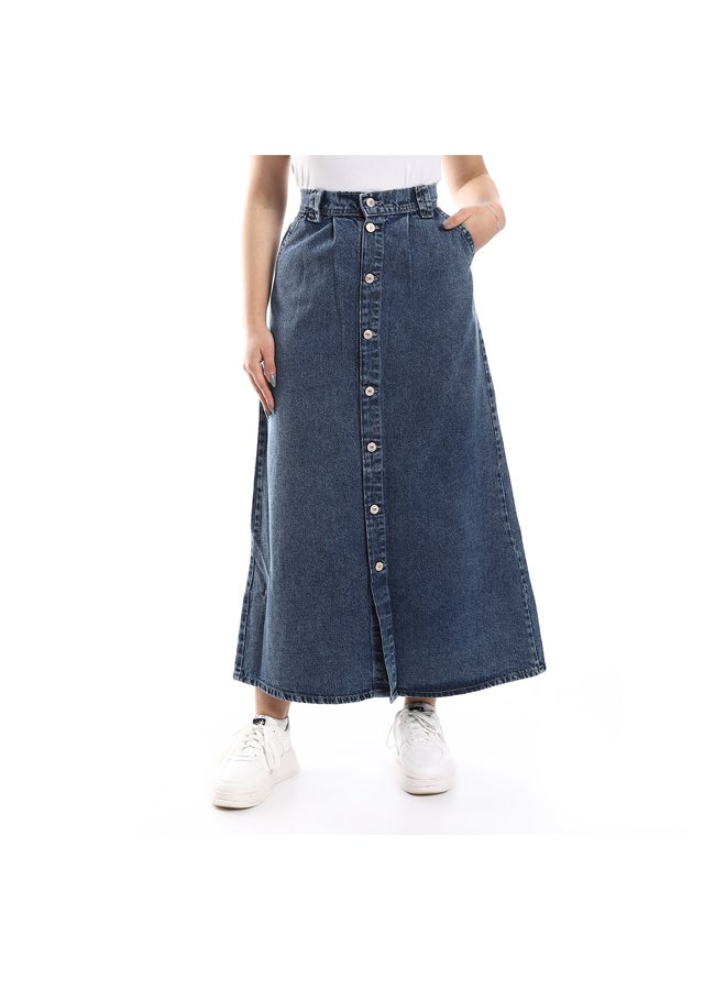 Women's denim skirt with modern buttons - Image 1