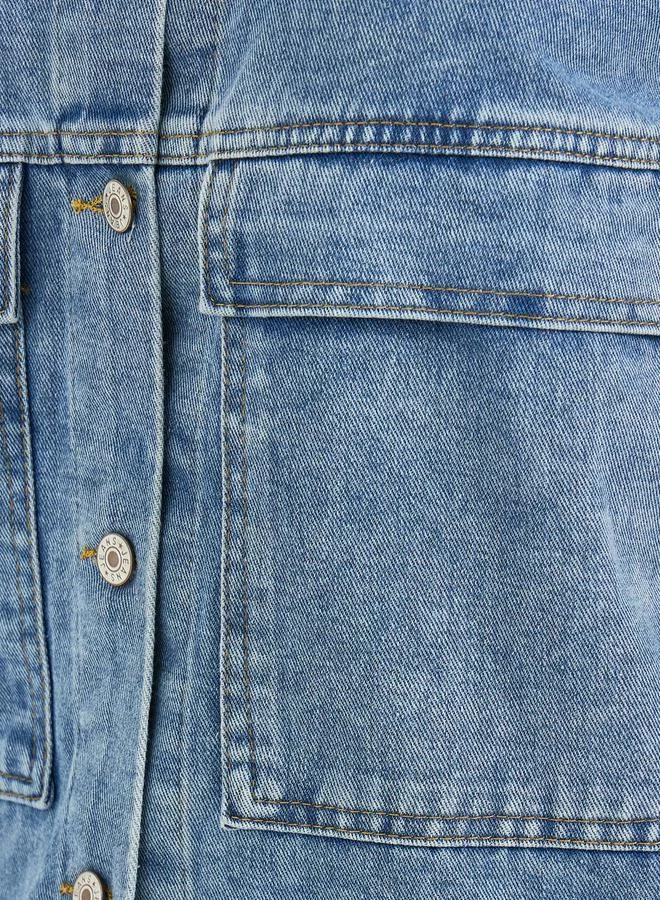 Styli Relaxed Fit Denim Shirt with Flap Pocket