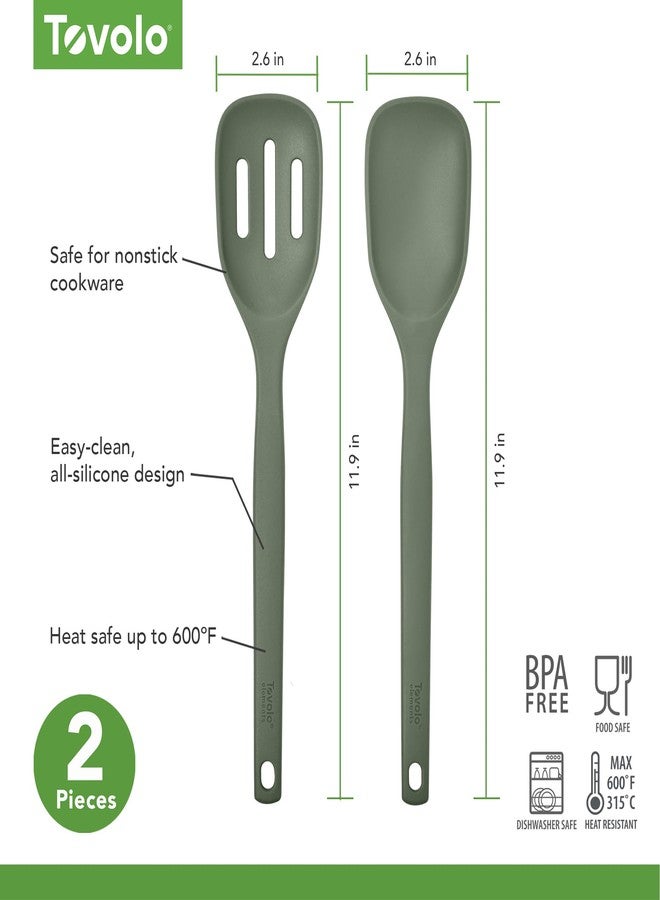 توفولو مجموعة ملاعق سيليكون من توفولو إيليمنتس، قطعتان، للخلط والتقديم، مناسبة للطهي غير اللاصق، آمنة للغسل في غسالة الأطباق، مقاومة للحرارة، لون أخضر زعتر - Image 5
