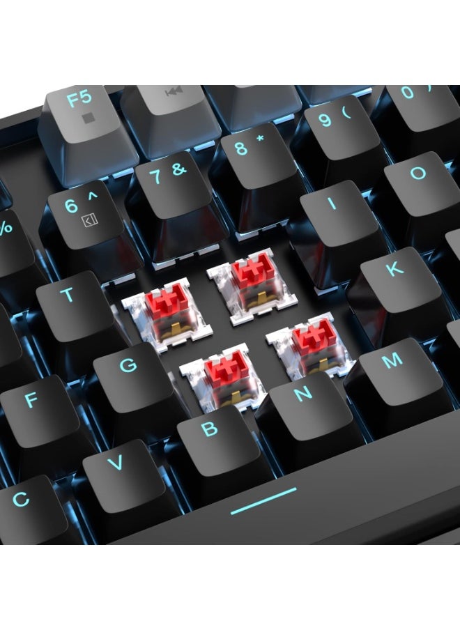 MageGee MageGee 75% Mechanical Gaming Keyboard, Red Switch, LED Blue Backlit, 87 Keys Compact TKL Wired Computer Keyboards for Windows Laptop PC Gamer - Black/Grey  - Image 2