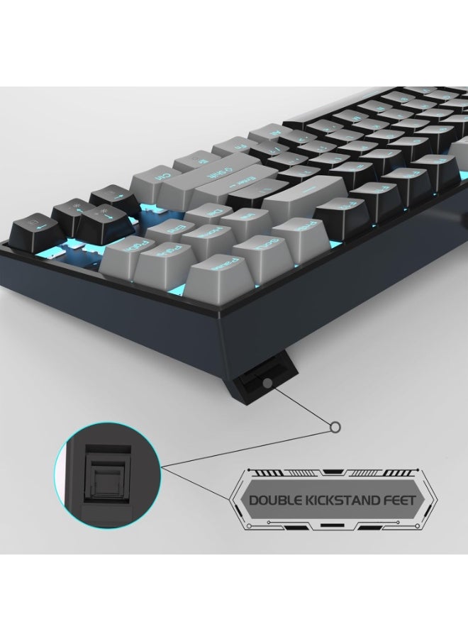 MageGee MageGee 75% Mechanical Gaming Keyboard, Red Switch, LED Blue Backlit, 87 Keys Compact TKL Wired Computer Keyboards for Windows Laptop PC Gamer - Black/Grey  - Image 4