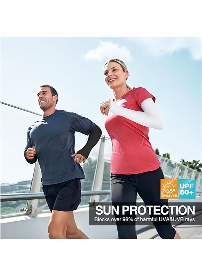 3 أزواج من أكمام الذراع، أكمام لليدين للحماية من الشمس، أكمام ذراع تبريد قابلة للتهوية للحماية من الأشعة فوق البنفسجية، قفازات واقية من الشمس تمتص الرطوبة مع فتحة للإصبع لتغطية الذراعين لركوب الدراجات والقيادة والرياضات الخارجية للرجال والنساء - Image 5