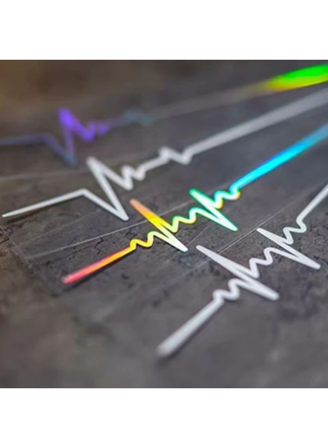 Colorful ECG Heartbeat Art Stickers 2pcs Durable PVC for Laptop Car Home Decor - Image 1