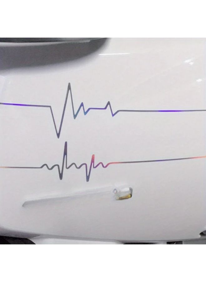 Colorful ECG Heartbeat Art Stickers 2pcs Durable PVC for Laptop Car Home Decor - Image 4