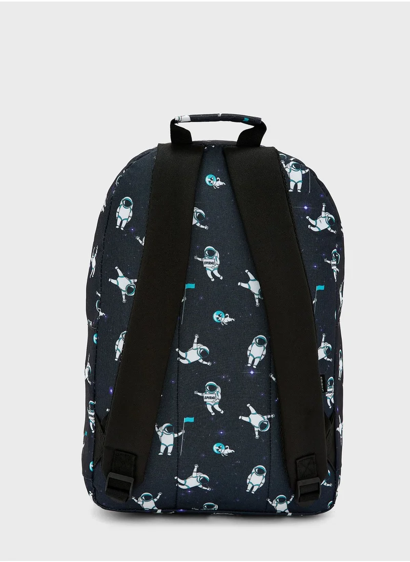 Spiral Astronaut Printed Backpack