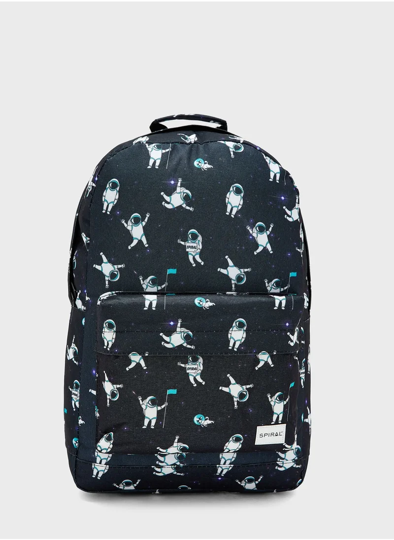 Spiral Astronaut Printed Backpack