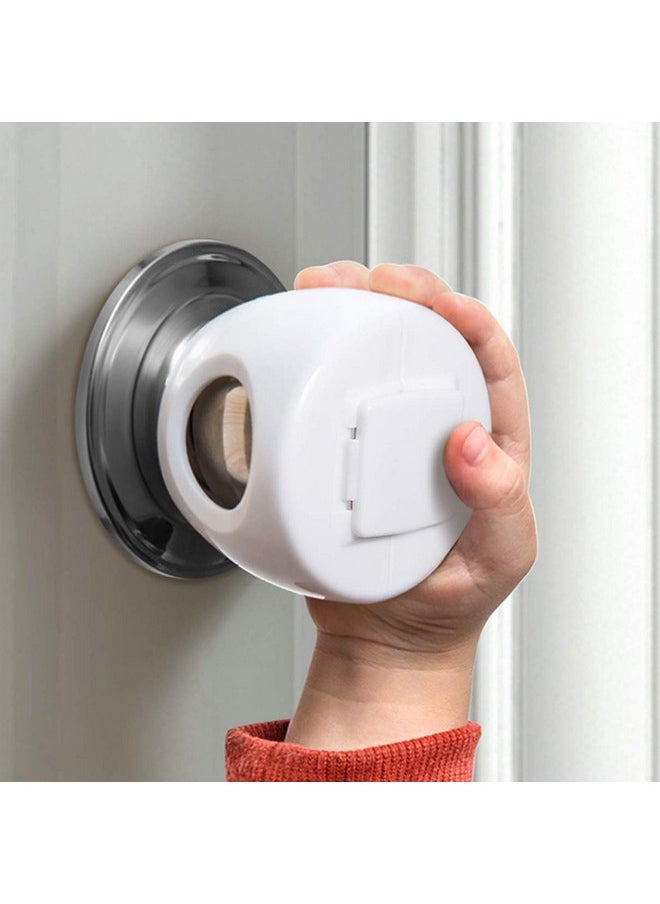 BETERTEK Door Knob Safety Cover For Kids, Child Proof Door Knob Covers, Baby Safety Door Knob Handle Cover Lockable Design (4 Pack)  - Image 1
