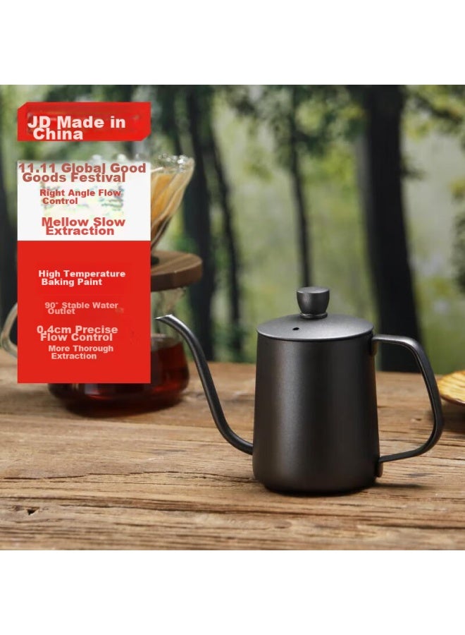 JD.com Jd Jingzao Pour-over Kettle With Fine Spout, Home Use, Hanging Ear, Pour-over Coffee, 304 Stainless Steel Pot, Non-stick Coating, Starry Black, 600ml - Image 1