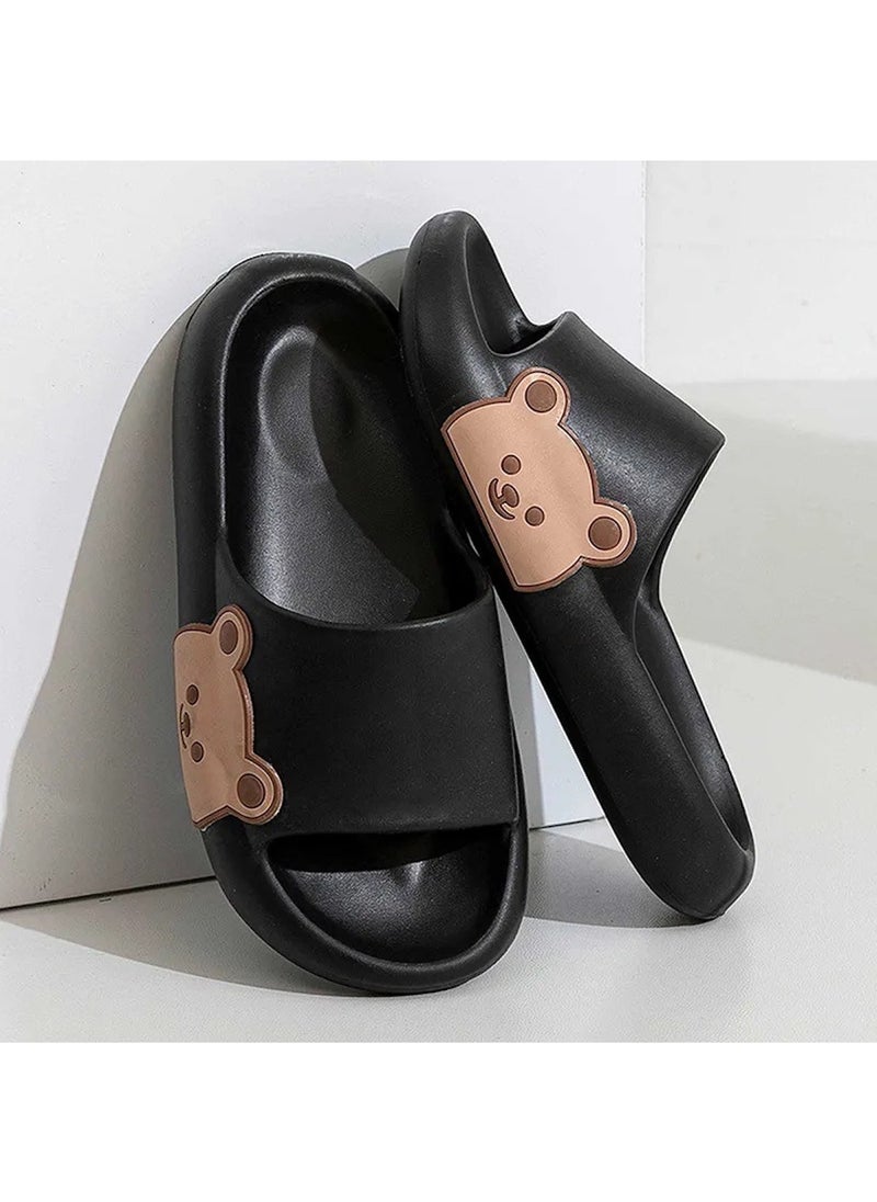 Huitich Black Side Bear Slide Sandals – Size 38–39  - Image 2