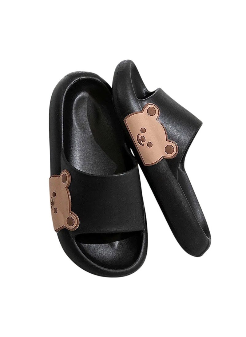 Huitich Black Side Bear Slide Sandals – Size 38–39  - Image 1