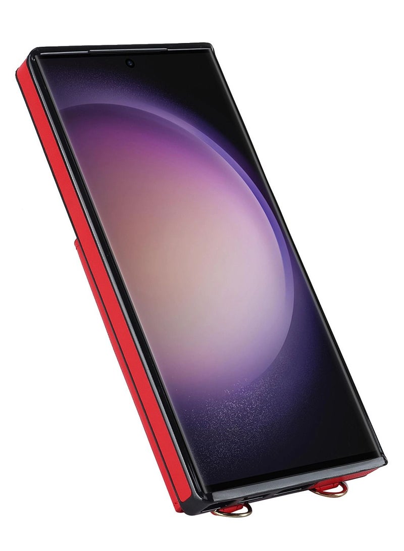 Suteni Flip Cover Crossbody Band Card Slots Leather Phone Case for Samsung - Image 2