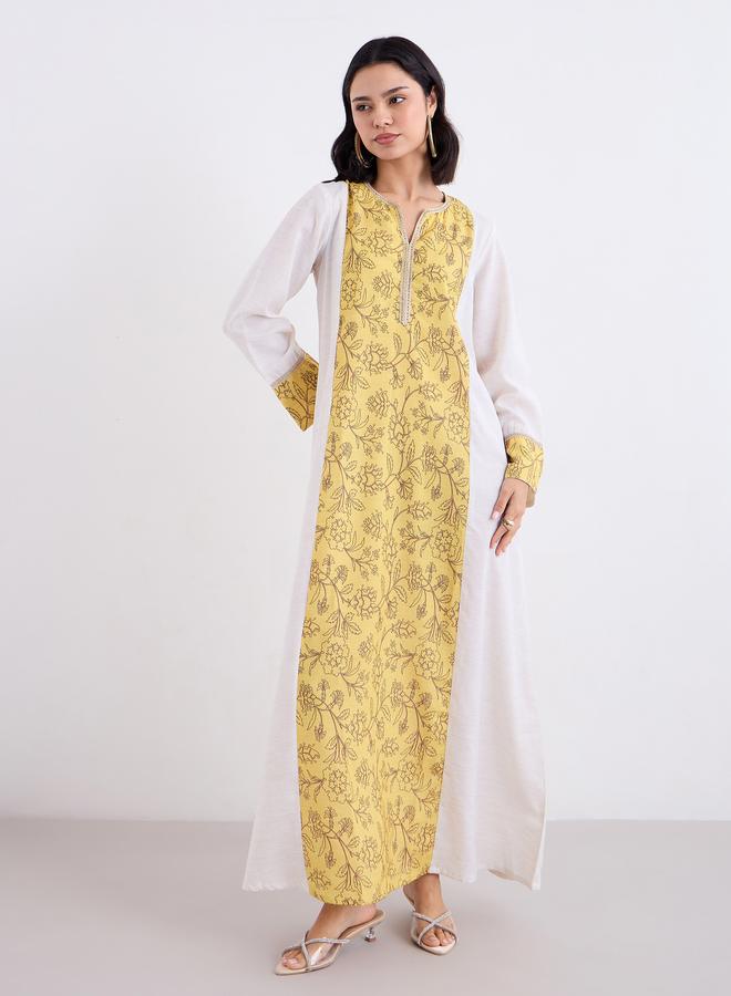 Amirah Printed Center Panel Cotton A-Line Jalabiya - Image 3