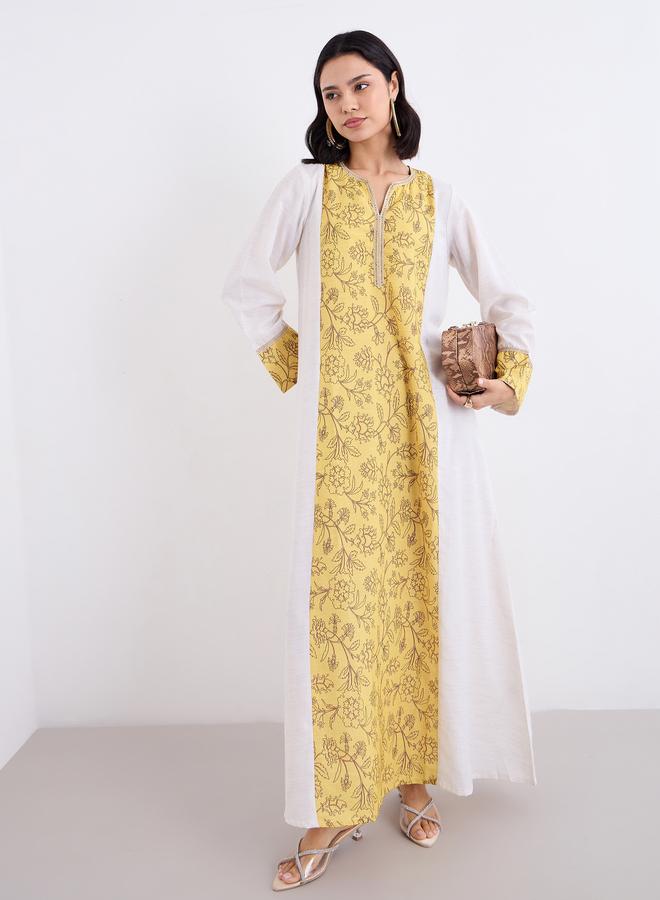 Amirah Printed Center Panel Cotton A-Line Jalabiya - Image 2