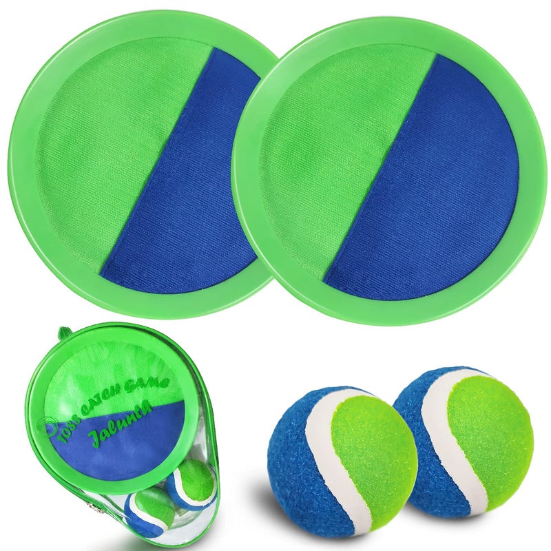 Jalunth Ball Catch Set Games Toss Paddle Beach Toys Back Yard Lawn Outdoor Pool Backyard Camping Throw Age 3 4 5 6 7 8 9 10 11 12 Years Old Boys Girls Kids Adults Family Outside Easter Gifts Green - Image 2