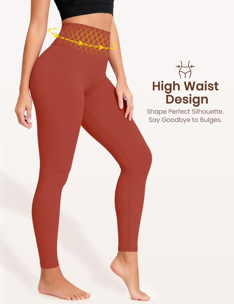Laite Hebe Leggings for Women - High Waisted Full Length Buttery Soft Yoga Pants for Workout Athletic Daily Orange - Image 3