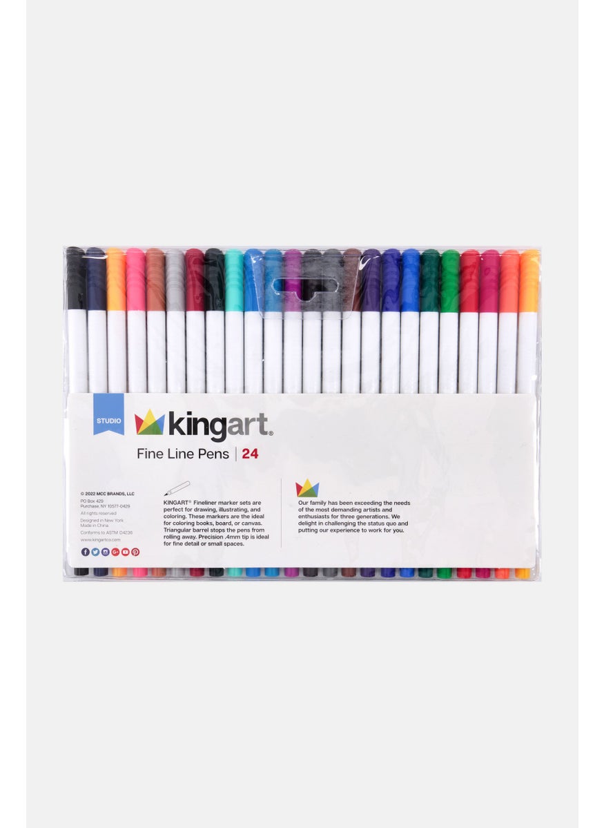 KINGART - 24 Pieces Fine Line Pens, White - Image 1