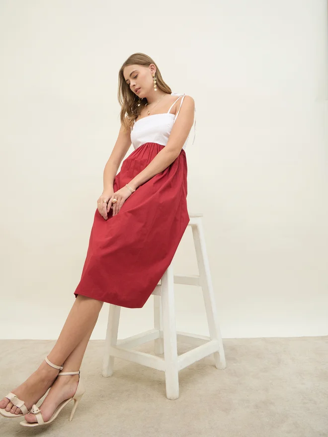Styli Color Block Midi Dress