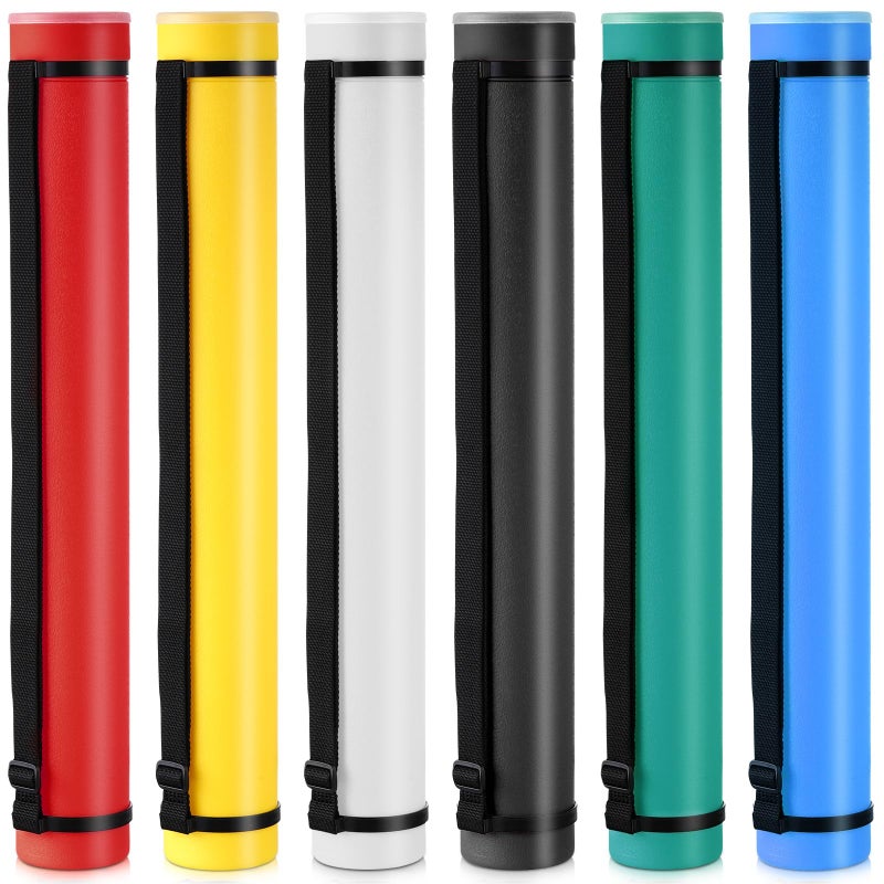 Yahenda 6 Pcs Expandable Blueprint Tubes Bulk Expand from 24 to 40 Poster Tube with Strap Storage Tubes with Caps Portable Round Carrying Case for Documents Blueprints Drawings Art6 Colors