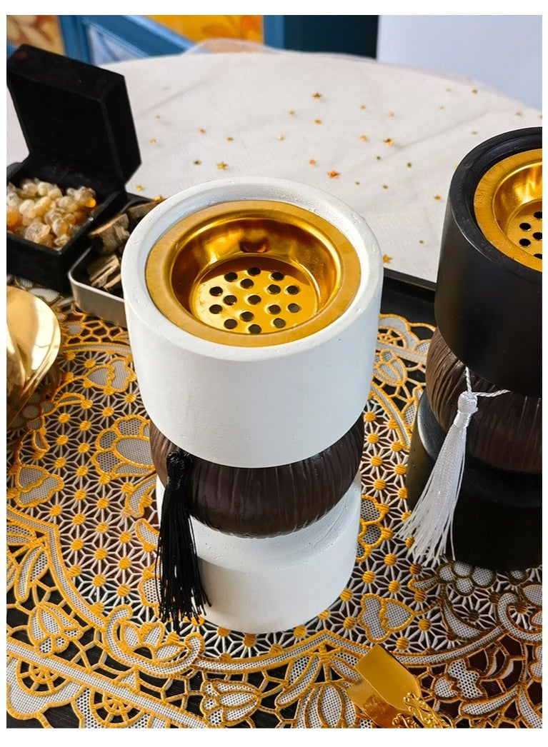 Modern Minimalist Resin Incense Burner, Dumbbell-Shaped with Tassel, 16.8cm Tall - Image 5