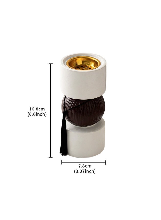 Modern Minimalist Resin Incense Burner, Dumbbell-Shaped with Tassel, 16.8cm Tall - Image 3