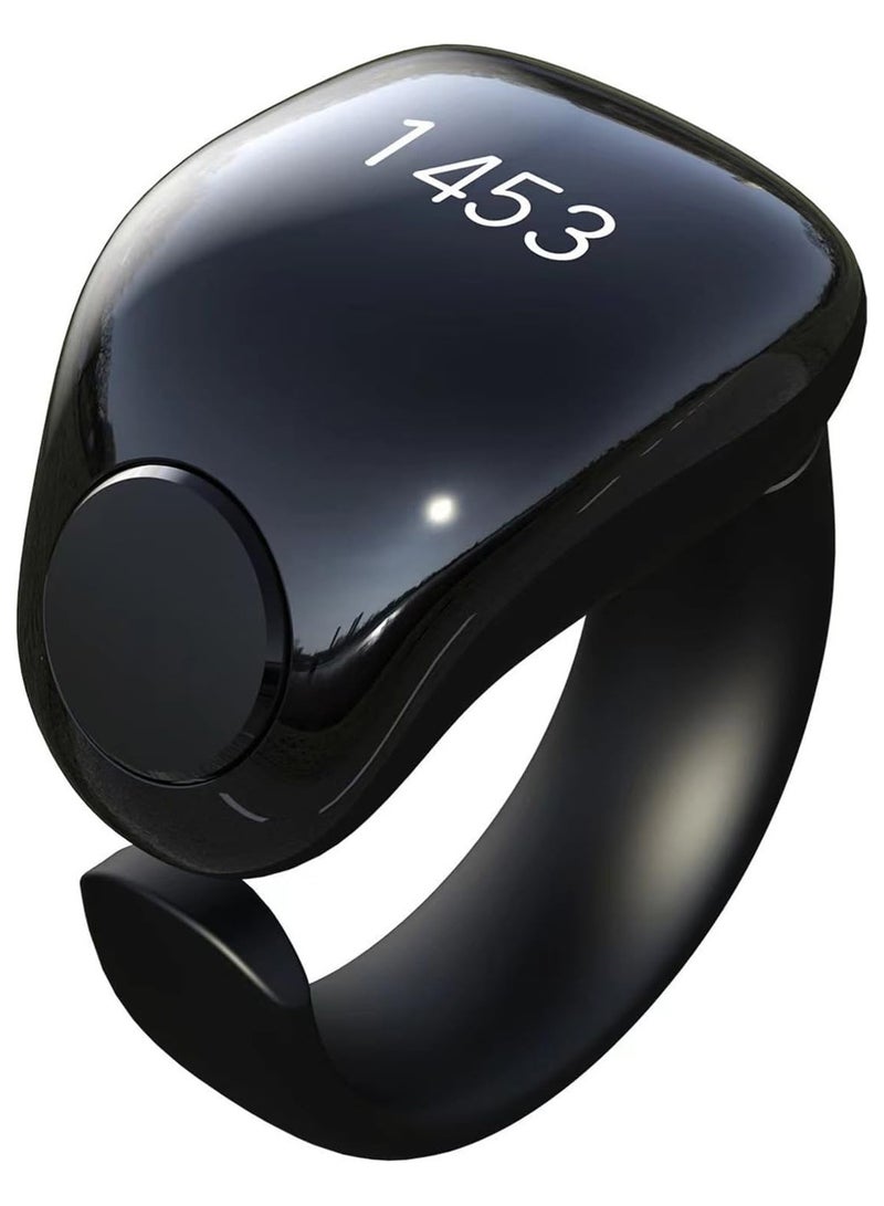 Smart Tasbih Zikr Rings, Interchangeable Tasbeeh Counter, Digital Tasbih Counter Rings 3 Size(18/20/22mm) & APP Support, Waterproof Azan Clock for Muslims, Prayer, Reminder, Home (Black) - Image 1