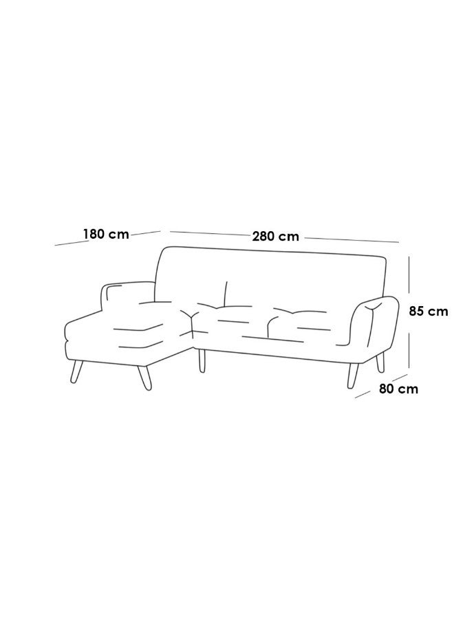 Al Home 5 Seater L-shape Sofa 280x180x80x85 Cm - Blue - Image 2