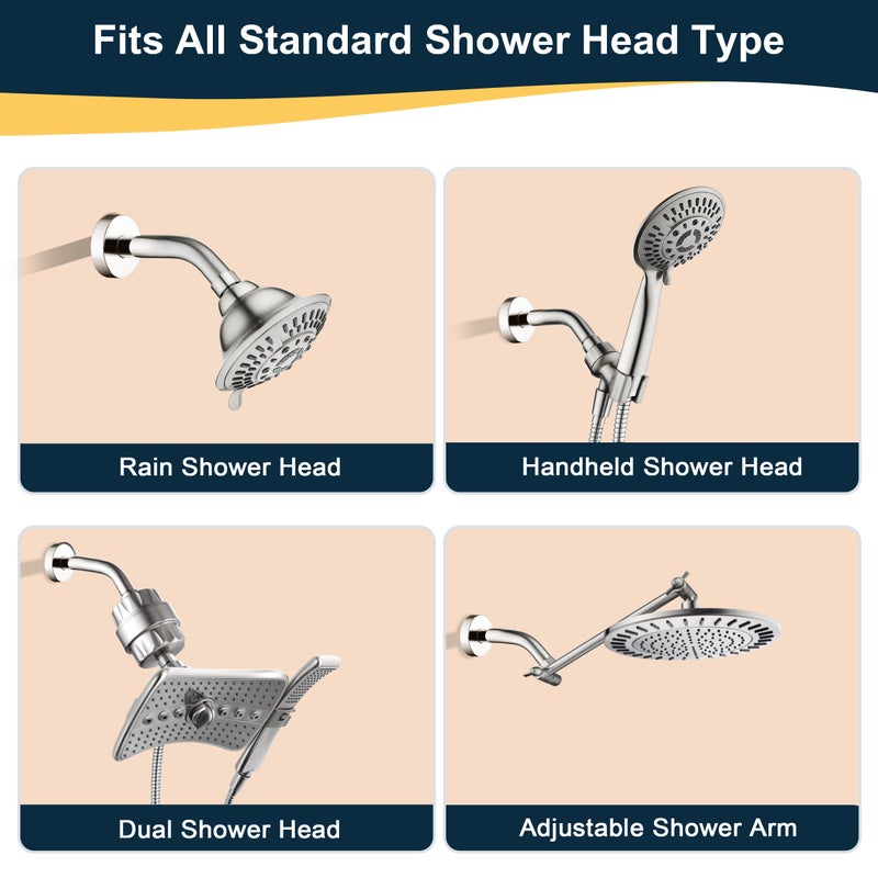 BRIGHT SHOWERS 6 Inch Brass Shower Arm with Flange Shower Pipe Arm for Wall Mount Fixed and Handheld Shower Head, Brushed Nickel - Image 4