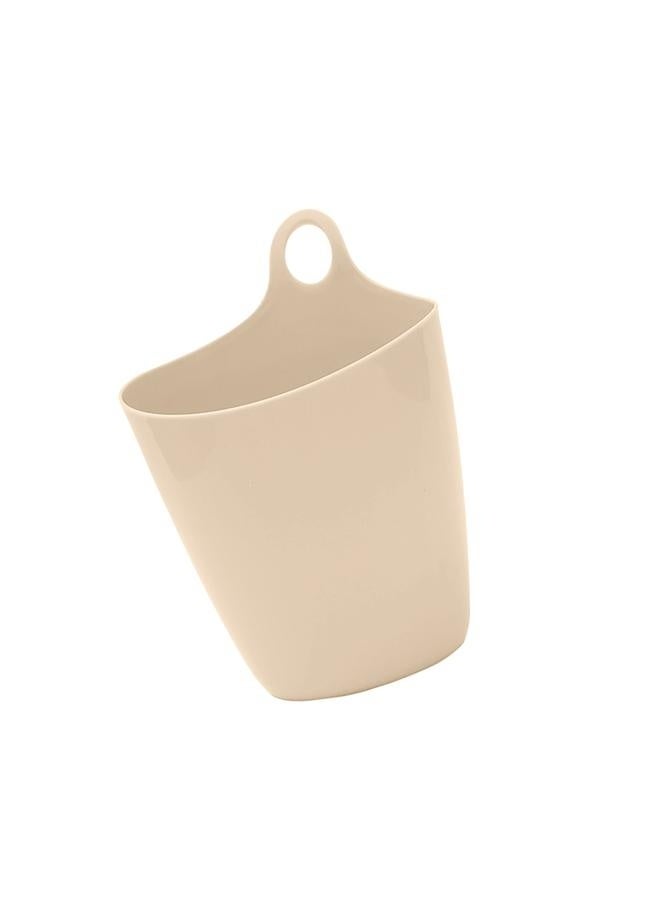 NIBEMINENT Small Hanging Trash Can Hangable Desktop Trashcan Student Desk Pen Holder Wall Mounted Mini Small Storage Bucket Beige  - Image 3