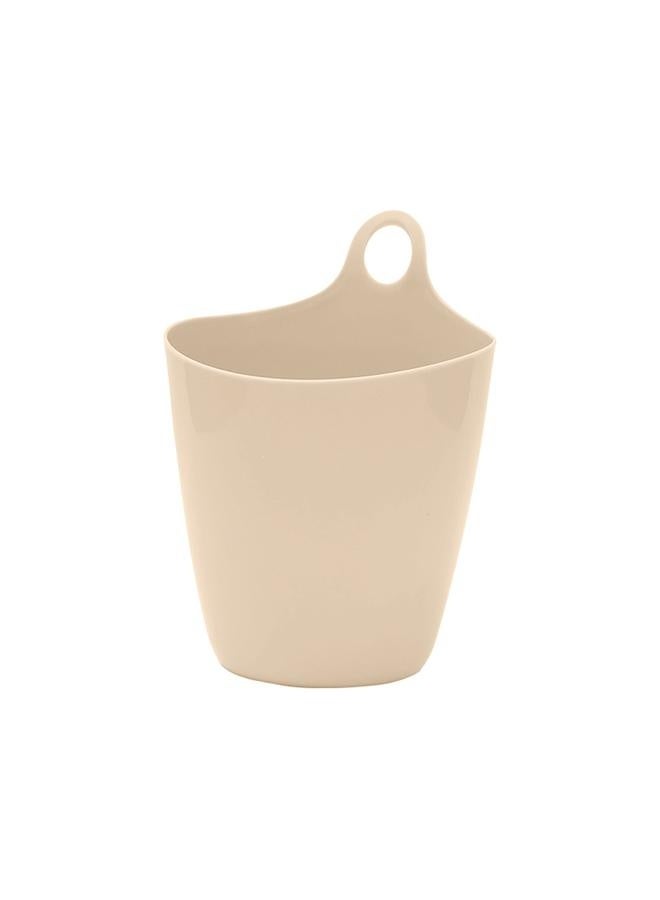 NIBEMINENT Small Hanging Trash Can Hangable Desktop Trashcan Student Desk Pen Holder Wall Mounted Mini Small Storage Bucket Beige  - Image 1