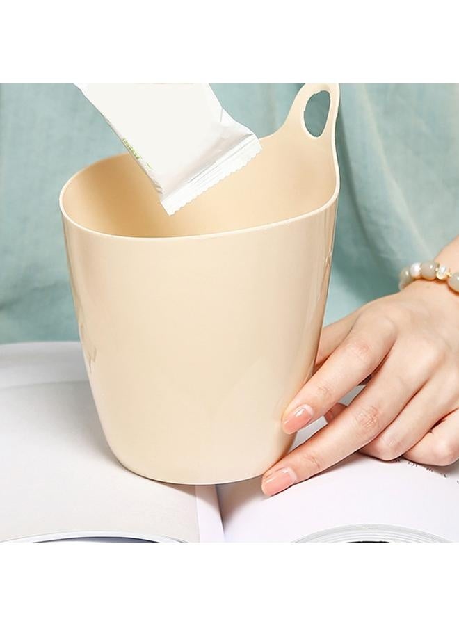 NIBEMINENT Small Hanging Trash Can Hangable Desktop Trashcan Student Desk Pen Holder Wall Mounted Mini Small Storage Bucket Beige  - Image 5
